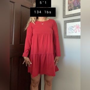 Red long sleeve dress